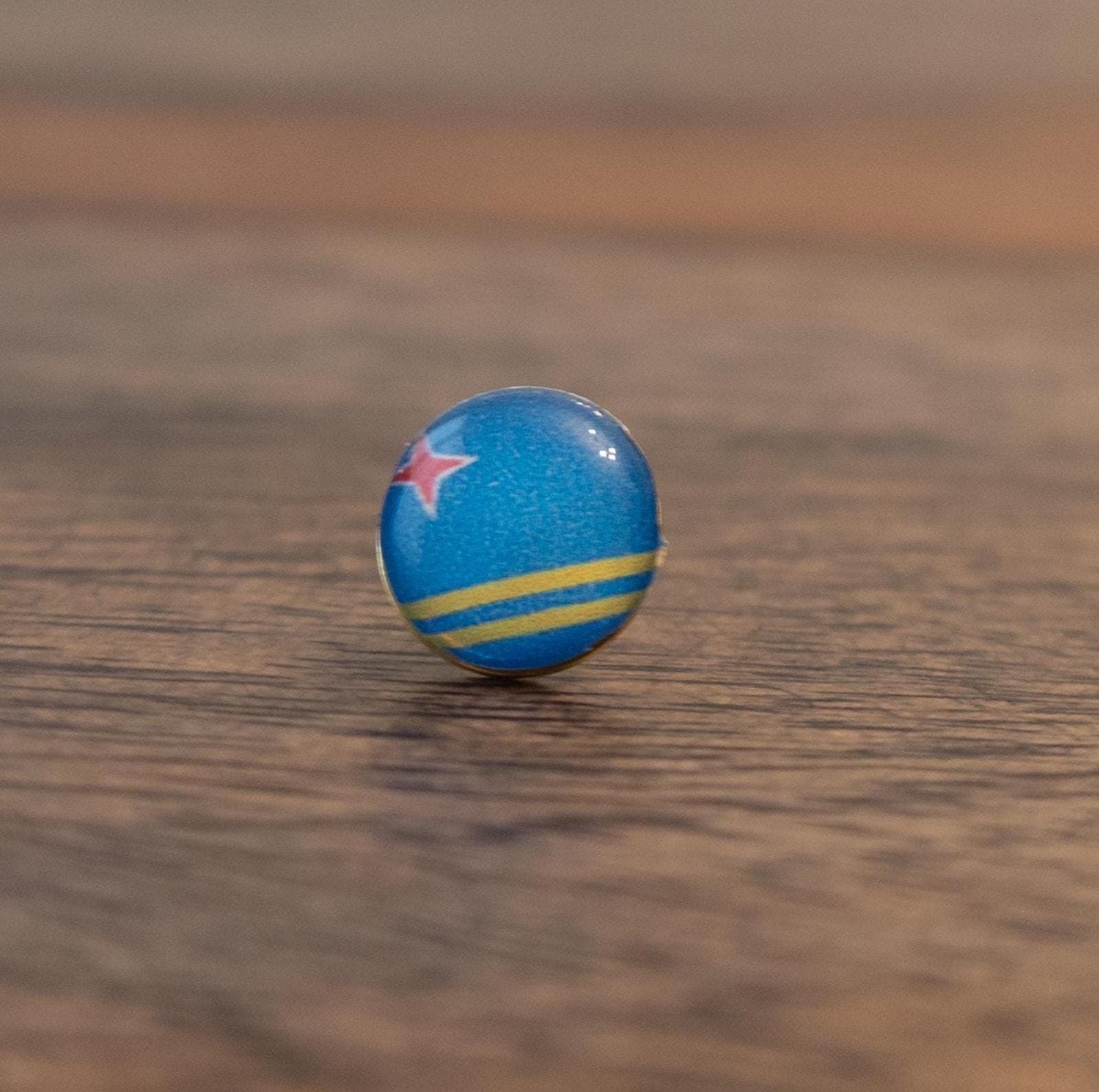 Aruba Flag Map Pin | Wooden Travel Map Pin