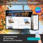 Customizable Travel Itinerary Canva Template: Mobile Travel Guide (PDF Download)