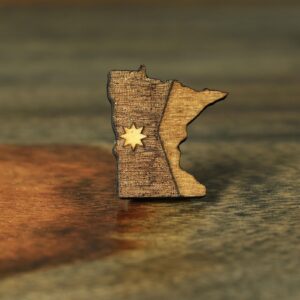 Wooden Minnesota State Lapel Pin | Minnesota New Flag Pin | Minnesota Lapel Pin made from wood