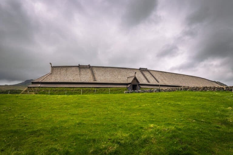 Borg - june 15, 2018: replica of the longhouse in the lofotr vik