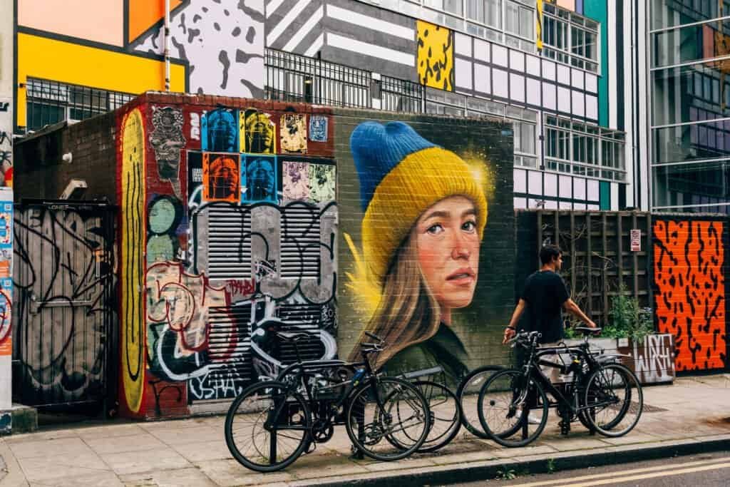 Bicycles parked on redchurch street in shoreditch