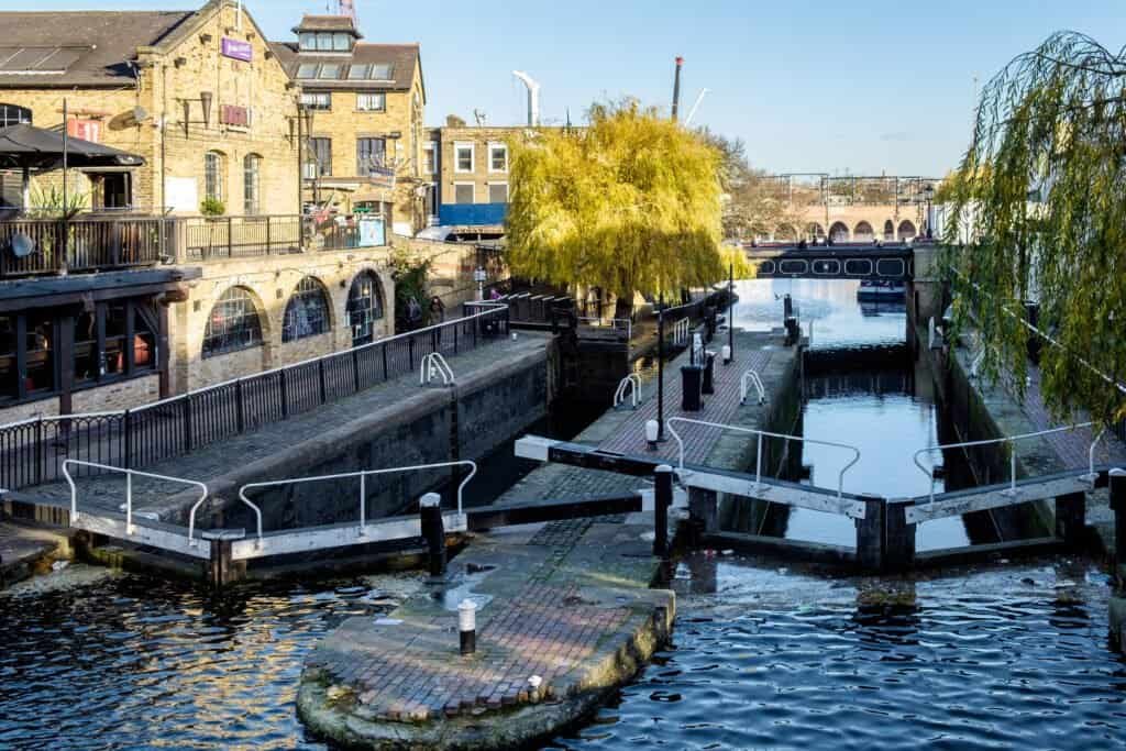 View of regent's canal at camden lock