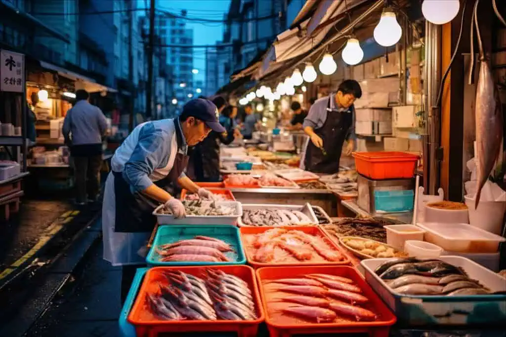 Open-air seafood markets