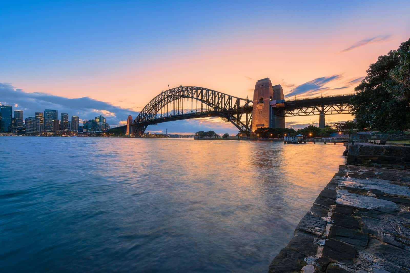 Sydney harbour bridge sydney australia at sunset