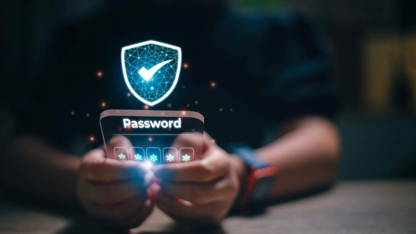 Businesswomen protect personal information cybersecurity concept.