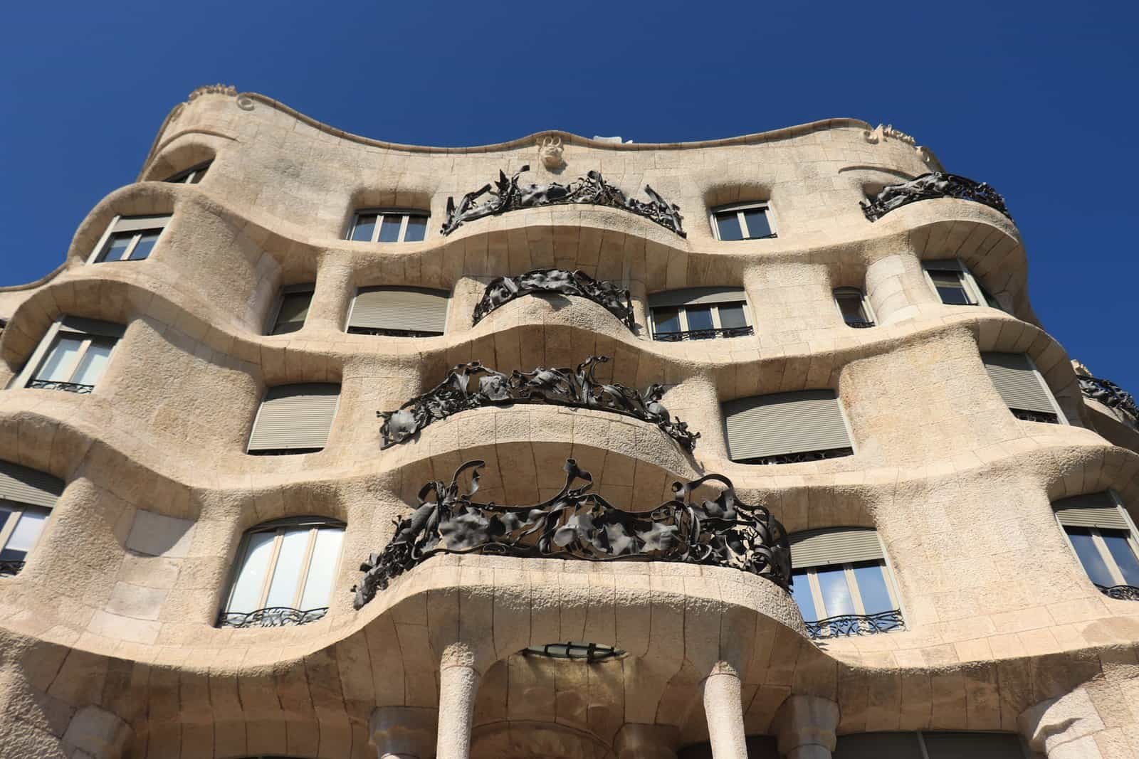 The casa mila, known as la pedrera, modernist building designed by architect antoni gaudi, built between 1906 and 1910