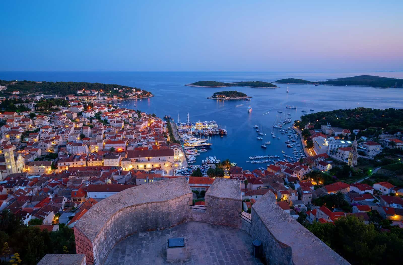 Panoramic view of hvar town in croatia.